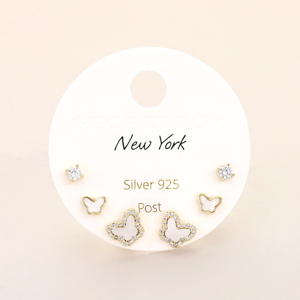 Secret Box New York Post Stone Paved Rim Mother Of Pearl Butterfly (I)